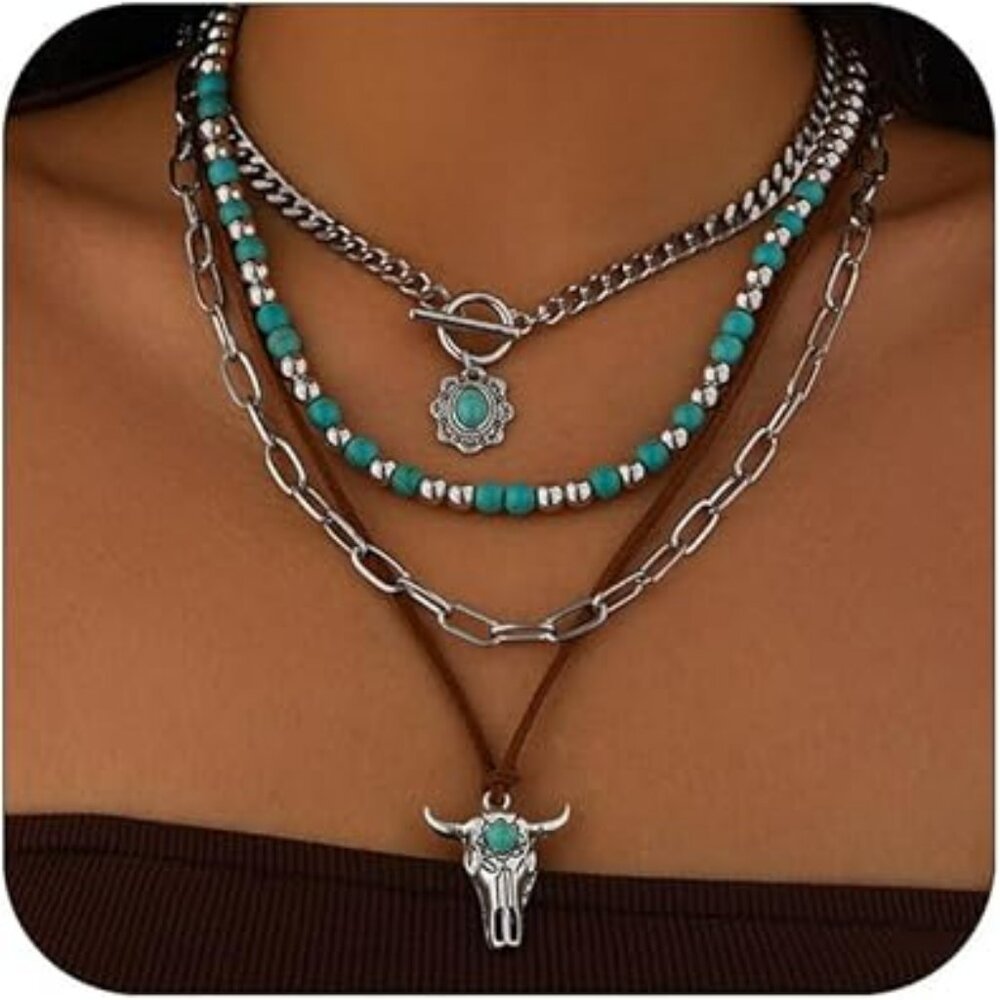 Western Turquoise Beaded Necklaces Jewelry Trendy Beads Turquoise Bogo Set Lot‎